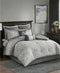 Madison Park Odette California King 8 Piece Jacquard Comforter Set Silver $490